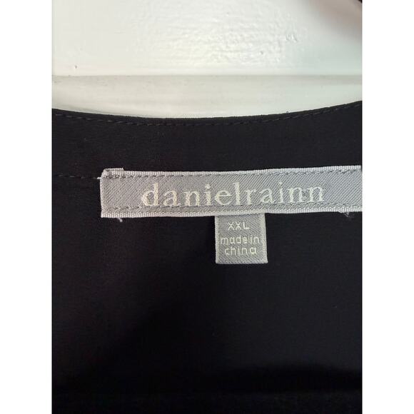 Daniel Rainn Size Black Floral Kode Split Neck Blouse Size XXL - Picture 5 of 6